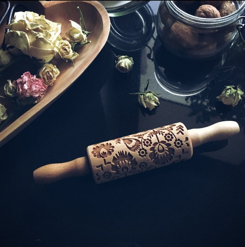 FOLK FLOWERS KIDS ROLLING PIN - pastrymade